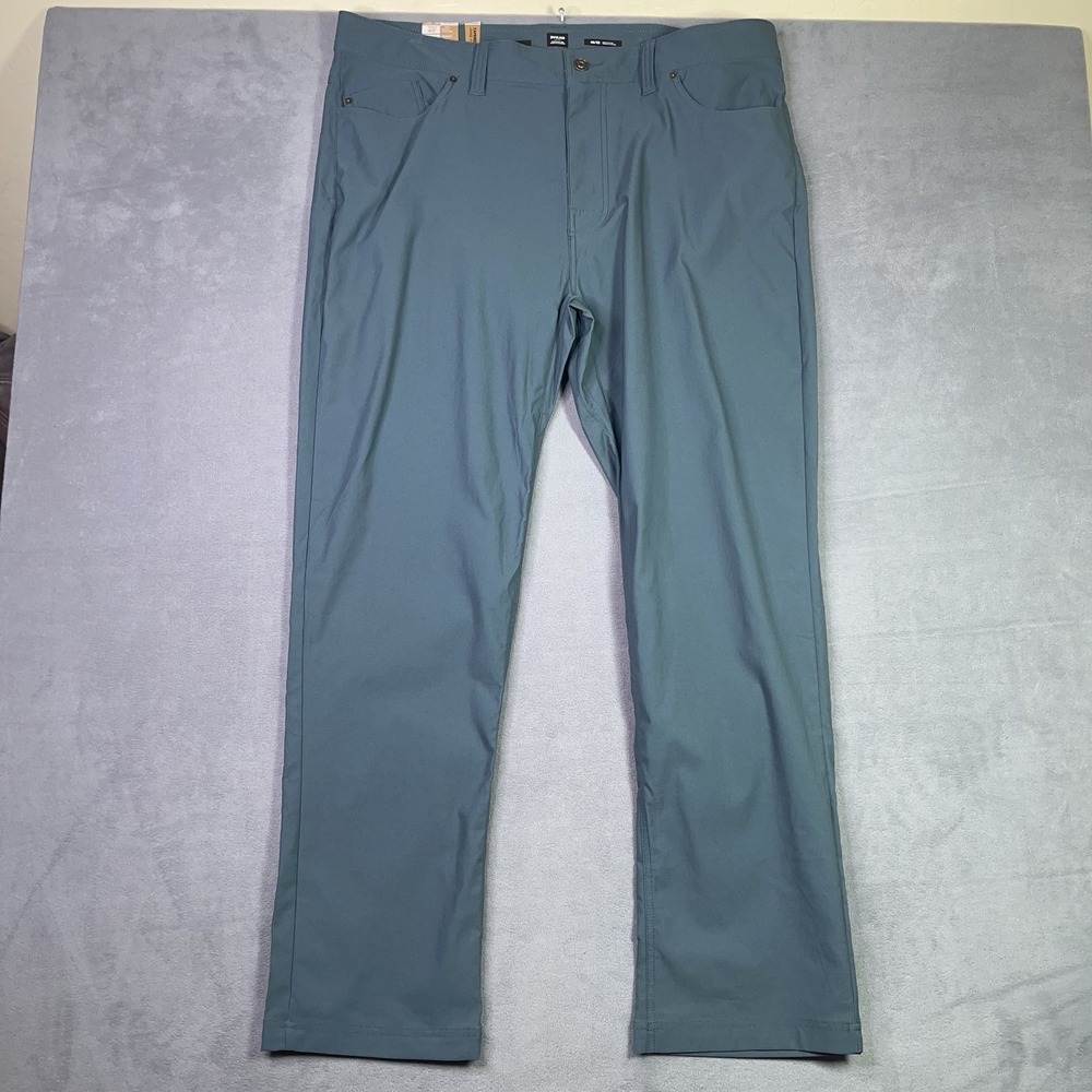 PrAna Brion Slim Pant II Mens 40x32 Nylon Stretch Grey Blue Slim Fit Tapered NWT